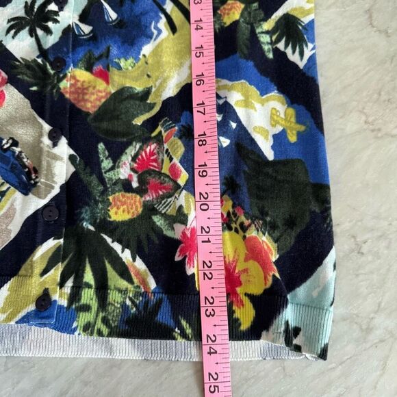Talbots Women's Palm Trees Pineapples Floral Flamingo Cardigan cotton blend size - Picture 8 of 8